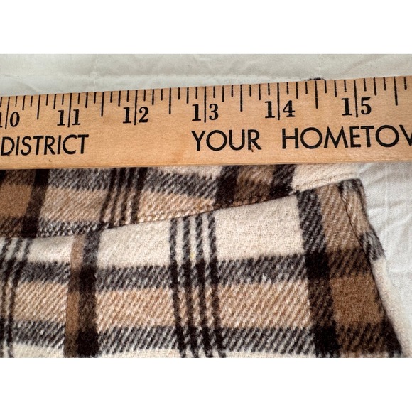Brown Plaid Mini Skirt High Waisted A-Line Lined sz L - Picture 4 of 8